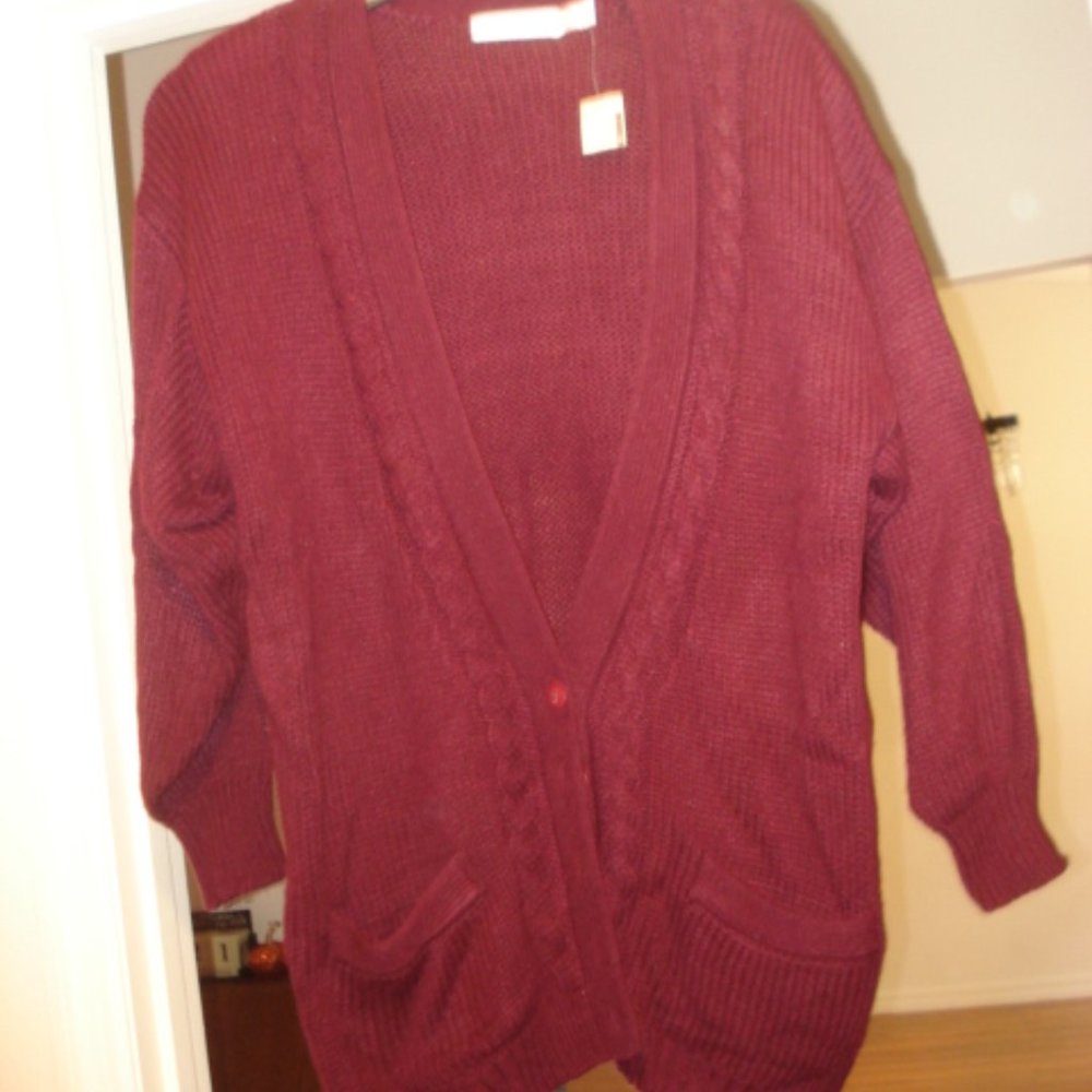 New Ladies Cardigan in a Burgandy color